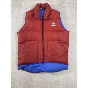 Vintage Ascente Down Puffer Vest Mens Small Red Blue Outdoor Ski Puffy 80s USA
